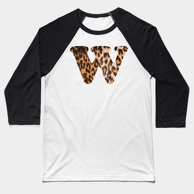 Letter W leopard print Baseball T-Shirt by ColorsHappiness